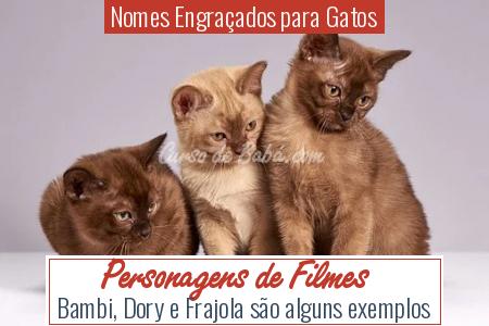 Nomes EngraÃÂ§ados para Gatos - Personagens de Filmes