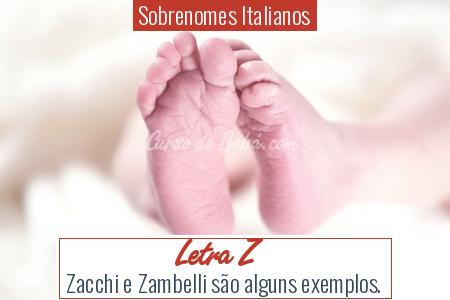 Sobrenomes Italianos - Letra Z